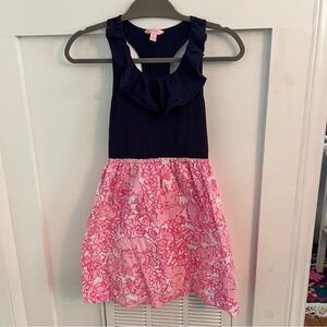 Lilly Pulitzer Navy and Pink Floral girls tank  Dress